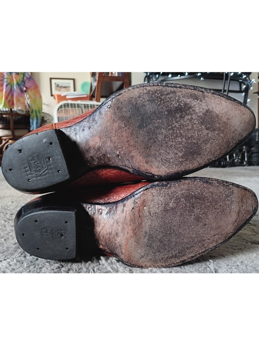 🤎 Tony Lama Cognac Caiman Belly Boots Mens 9.5 Brown Tan Western Cowboy Leather - Picture 13 of 16